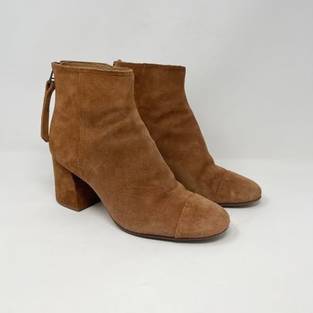 Madewell The Jillian Ankle Boot Womens 7‎ Brown Suede Leather Back Zip H1536